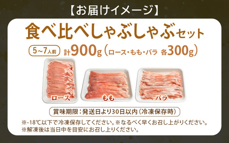 【ブランド豚】ふくいポーク しゃぶしゃぶ用 食べ比べ 計900g（ロース・もも・バラ 各300g）【肉 国産 豚肉 】 [e03-a056]