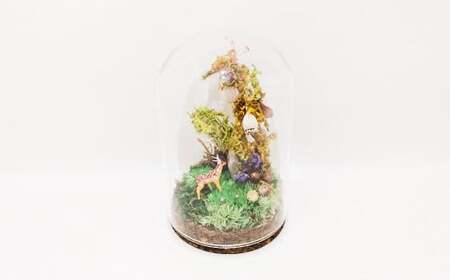 【さとリウムR】プリザーブド加工のテラリウム メルヘン（オスジカ） 1セット｜ テラリウム ガラスドーム 苔 こけ コケ 植物 鑑賞用 インテリア 水やり不要