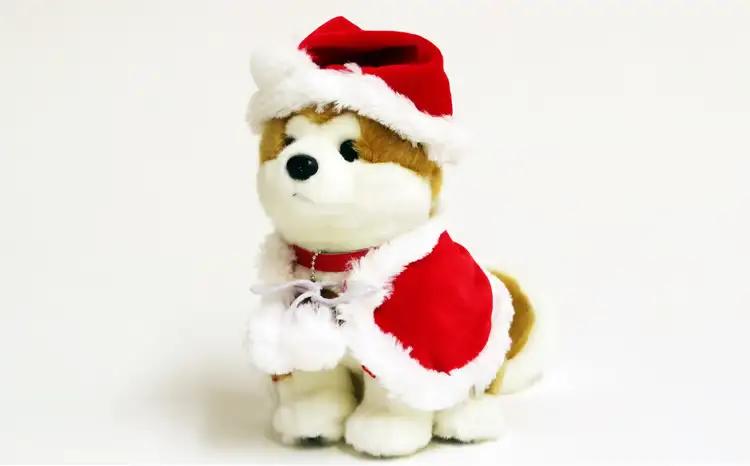 80P7310 【サンタver】秋田犬マサルぬいぐるみ座りMサイズ【秋田犬保存会】