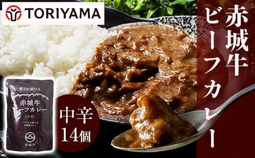 赤城牛 ビーフカレー（中辛）200g×14個  《ご当地レトルトカレーランキング全国第3位受賞》カレー レトルト 牛肉 銘柄牛 赤城牛 長期保存 群馬 渋川市 F4H-0119