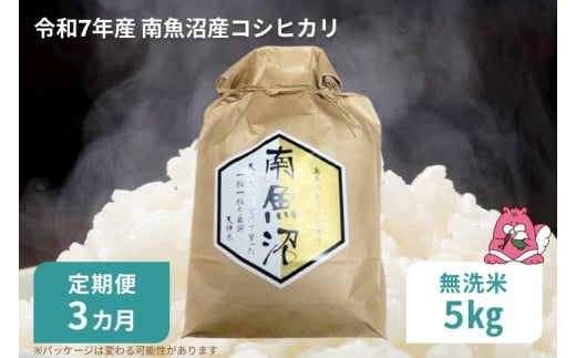 令和7年産 3か月定期便 【無洗米5㎏/3回】越後湯沢産 南魚沼産 コシヒカリ 豪雪を源とする水の恵み【湯沢産 コシヒカリ】