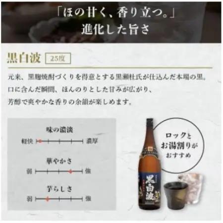 【毎月定期便】薩摩酒造の定番・限定焼酎【黒白波・粒露】1800ml×2本 CC0-18全2回【配送不可地域：離島】【4088261】