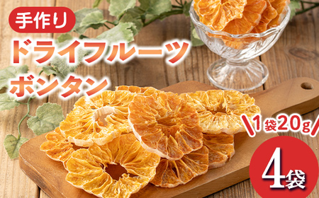 isa568 《数量限定》ドライフルーツボンタン「そのまんまドライしました。」(計4袋・各20g) ドライフルーツ ボンタン 砂糖不使用 小分け 手づくり ギフト 加工食品 果物 フルーツ ハンドメイド ギフト【薩摩美食倶楽部】