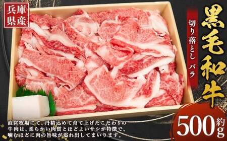 牛肉 兵庫県産 黒毛和牛 切り落とし バラ 約500g×1パック 肉 ニク にく 牛