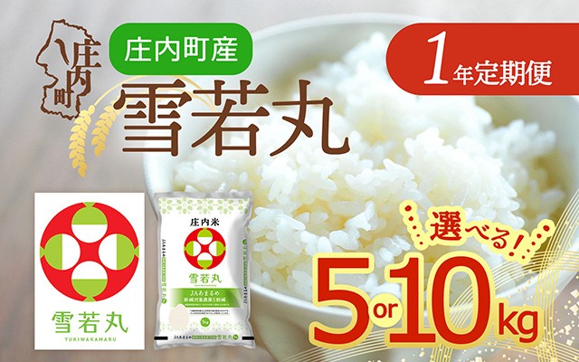 
                  【定期便】＜令和8年産/9年産＞雪若丸 5kg 10kg×1年間 毎月お届け 山形県 庄内町産 山形米 ブランド米 米 お米の定期便 粒立ち しっかり食感 食べ応え抜群 粘り 控えめ 硬め ごはん【毎月中旬発送】
                