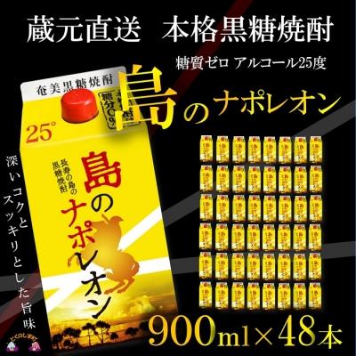 ふるさと納税 徳之島町 【蔵元直送便】本格黒糖焼酎　島のナポレオン900mlパック×48本