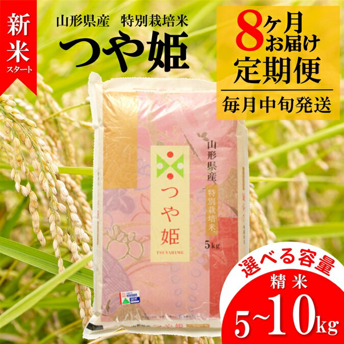 【ふるさと納税】選べる容量 （5kg～10kg） 令和8年産 10月スタート【定期便8回】竹原田ファームの特別栽培米つや姫（株式会社　竹原田ファーム）