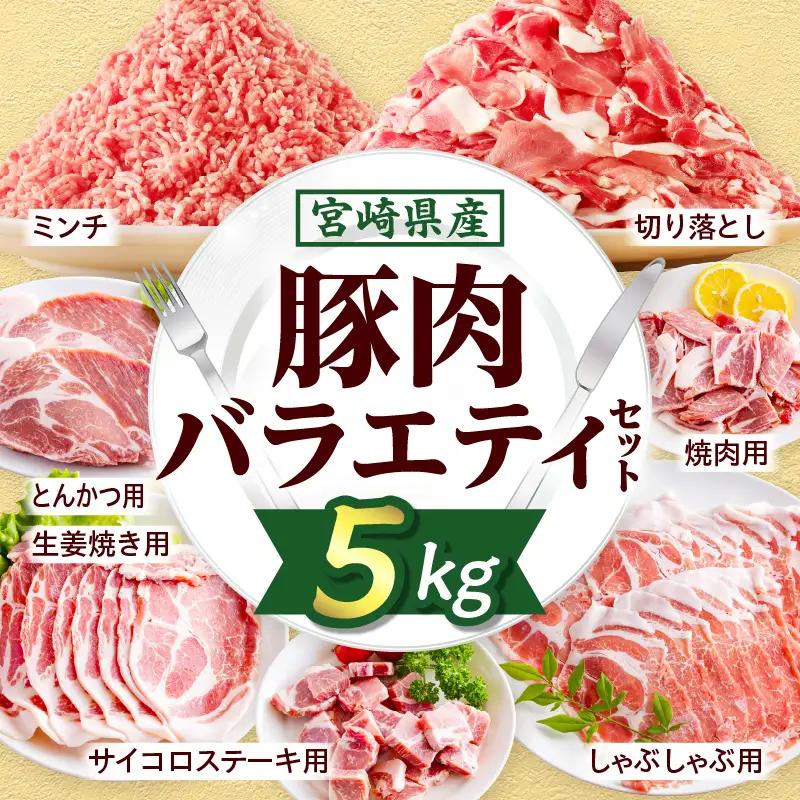 豚肉 バラエティセット 豚肉[宮崎県産 肩ロース 切り落とし ミンチ 5kg サイコロステーキ・とんかつ・生姜焼き・しゃぶしゃぶ・焼肉等]
