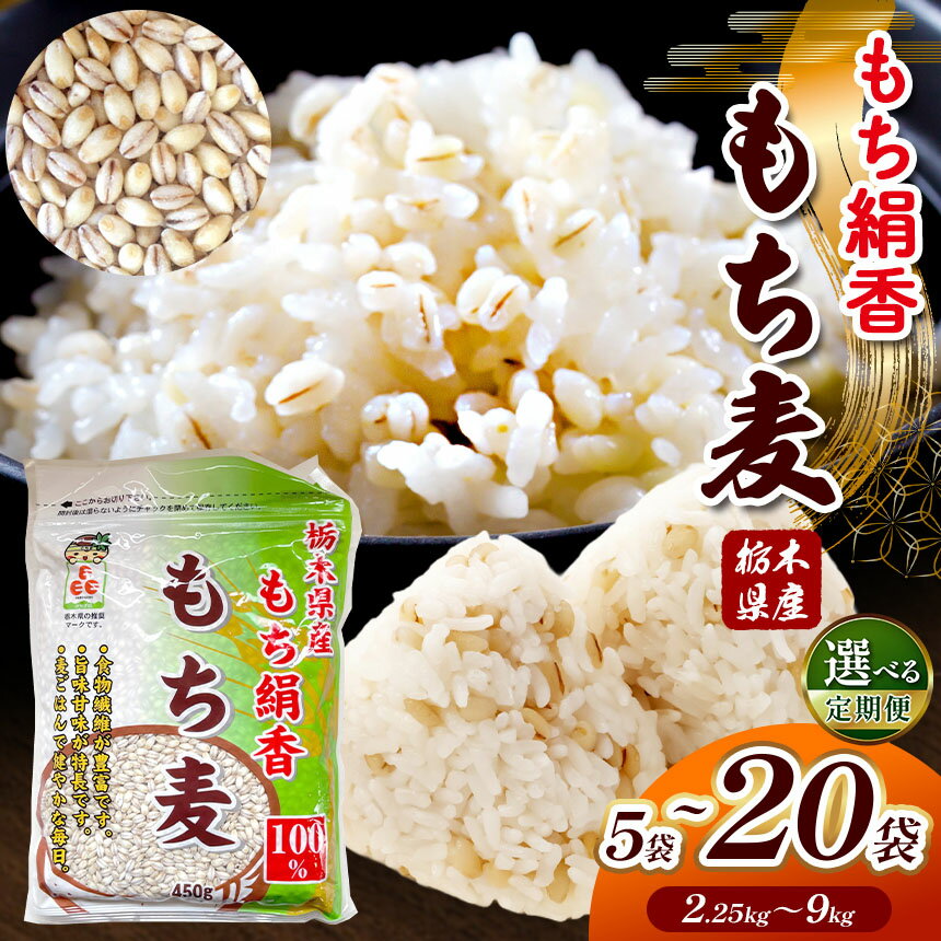 【ふるさと納税】 栃木県産 もち麦 選べる 内容量 定期便 (2.25kg~9kg) | もち麦 ダイエット 食物繊維 ご飯 血糖値 麦 糖質 健康 効果 栄養　もちもち 栃木県 真岡市 送料無料
