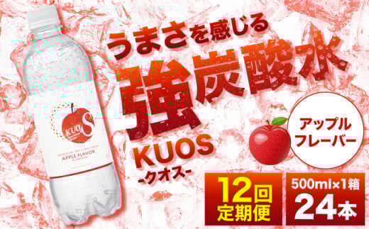 【全12回定期便】強炭酸水クオス アップルフレーバー 500ml×24本 炭酸水 たんさんすい 炭酸 たんさん 水 飲料水 みず 定期便 単品 アップル 日田市 / 株式会社OTOGINO [AREF172]
