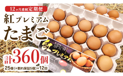 
【 定期便 】【 全12回 コース 】 紅プレミアム 卵 30個 （ 25個 入り ＋ 割れ保障 5個 ） 独自飼料 濃厚 おいしい玉子 玉子 たまご サンサンエッグ タンパク質 定期便 朝食
