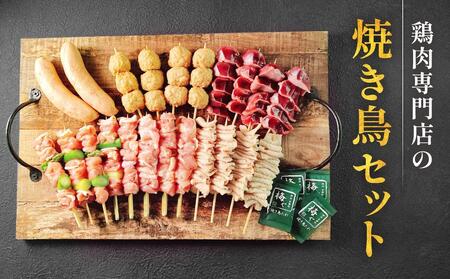 鶏肉専門店の焼き鳥セット（焼き鳥20本・チキンソーセージ２本・焼き鳥たれ(10ml)４パック付） AGQ0003