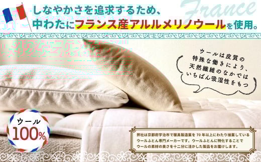 
            【京都府認定商品（チャレンジ・バイ）】＜PREMIUM WOOL＞ライトウェイト 掛けふとん(DL:ダブルロング)【uj-CX007】【大恵ウール】
          