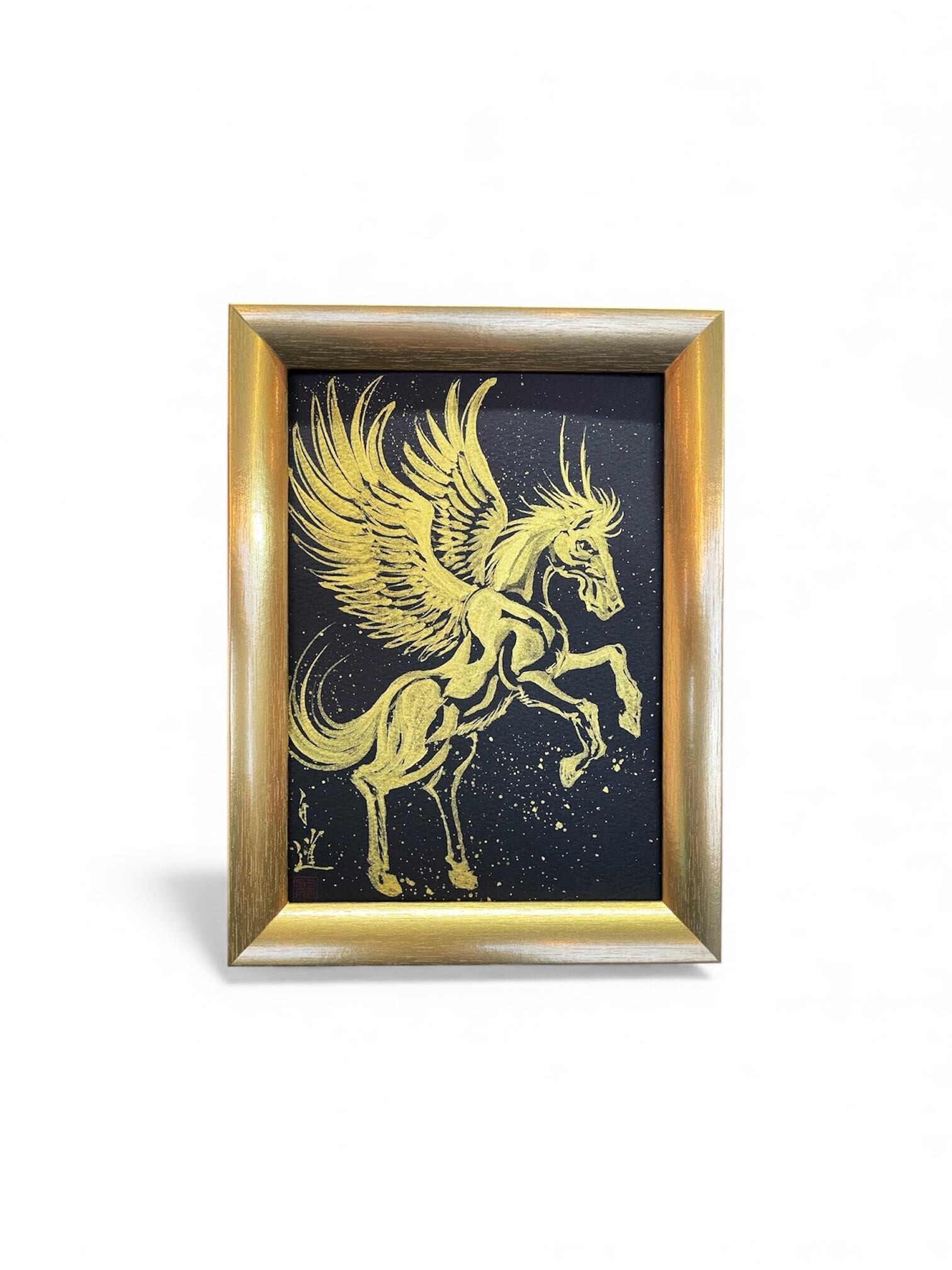 
                  現代水墨画家 絵師白道「丙午　飛躍の龍馬」｜絵画 アート インテリア 手描き 一筆 龍 日本画 現代アート ハンドメイド作品 水墨画 かっこいい 作品 縁起 風水 芸術 2026年 午年 うま 馬 干支 [mt2127]
                