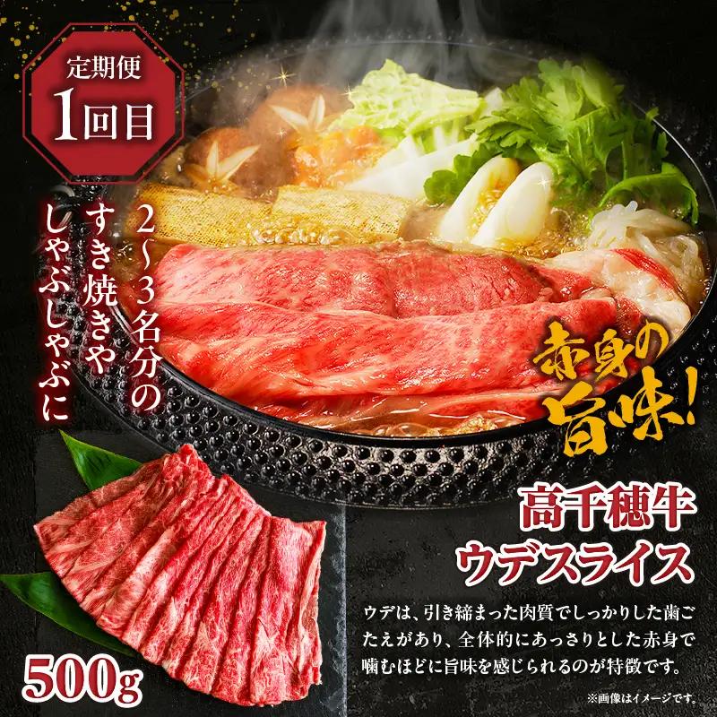 【3か月定期便】高千穂牛ヘルシー定期便 高千穂牛 牛肉 肉 お肉 定期便 定期 国産牛 ブランド牛 黒毛和牛 和牛 ウデ ウデスライス 上モモ モモ 赤身 赤身ブロック すき焼き しゃぶしゃぶ 国産 