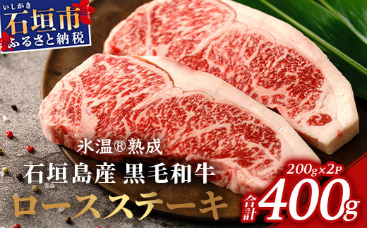 【氷温R熟成】石垣島産 黒毛和牛 ロースステーキ 400g お肉 肉 牛肉 冷凍 ステーキ 焼肉 やきにく BBQ アウトドア お祝い 贈答 プレゼント 200g×2枚 八重山食肉センター YC-2