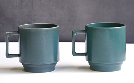 A11-65 有田焼 世界一つよいマグカップ ～エヌ・マグ～ ブルーグリーン 2個 セット 匠 Takumi 強化磁器 割れにくい スタッキング スタイリッシュ ギフト プレゼント ブルー グリーン 