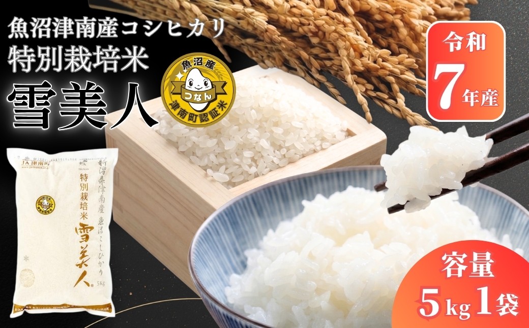 
                  【コシヒカリ 令和7年産】 5kg 魚沼産 コシヒカリ 雪美人 特別栽培米 | 米 こしひかり お米 新潟 魚沼 魚沼産コシヒカリ 魚沼産こしひかり こめ コメ おこめ 人気 白米 新潟県 津南町
                