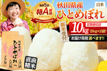 《令和8年産 新米受付》《定期便6ヶ月》【白米】通算5回特A 秋田県産ひとめぼれ 10kg(5kg×2袋)×6回  お届け周期調整 隔月に調整OK お米 米 こめ 藤岡農産