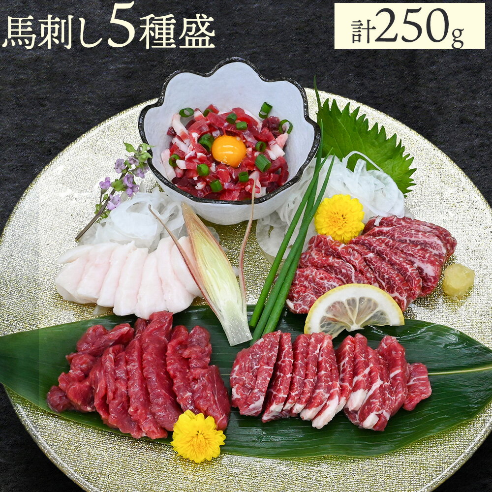 【ふるさと納税】馬刺し5種盛 50g×5・特赤身・赤身・中トロ・たてがみ（コーネ）・ユッケ馬刺し醤油（5ml×5) 株式会社ドクタージュ《30日以内に出荷予定(土日祝除く)》熊本県 南阿蘇村 熊本県産 熊本 馬刺し 赤身 送料無料
