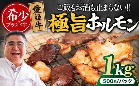 【冷凍】 愛姫牛 肉屋のこだわりお惣菜 タレ漬けミックスホルモン 500g×2パック 1kg/木村屋精肉店 牛丼 牛肉 和牛 牛 国産[AGCC068]