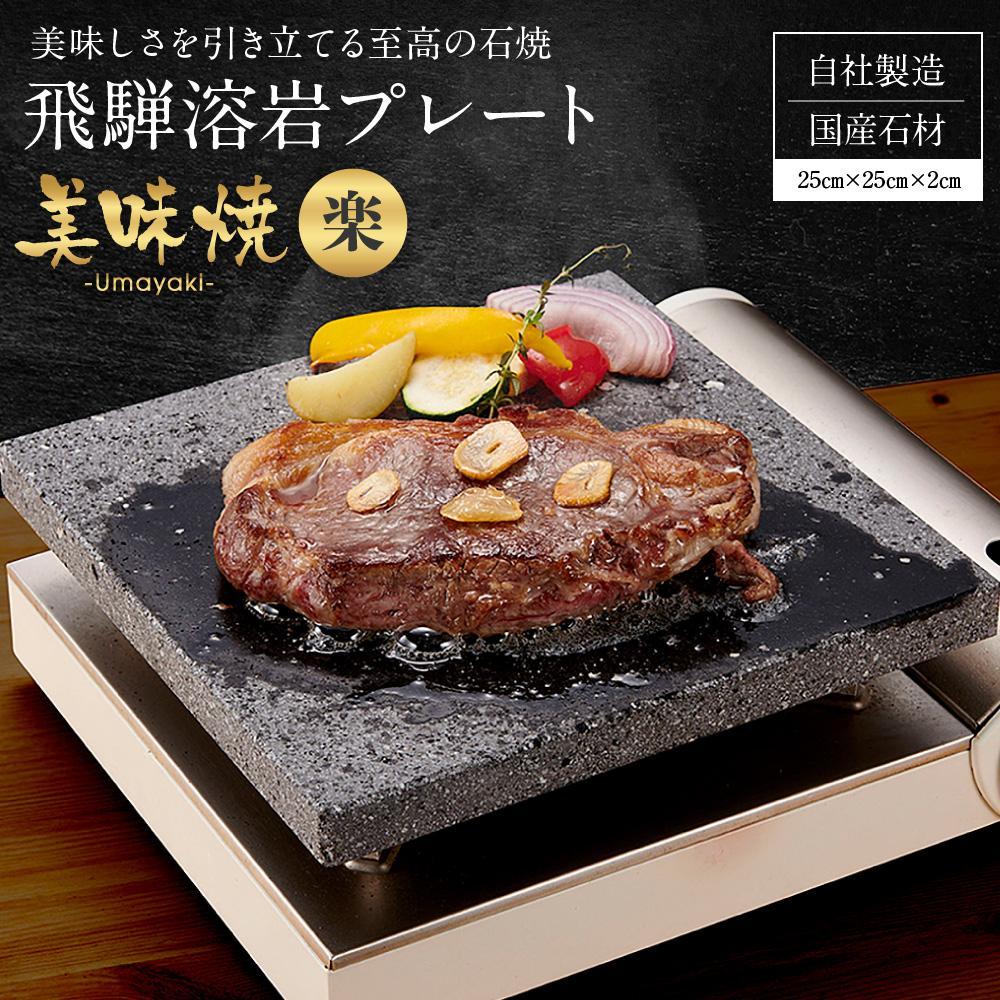 【ふるさと納税】【飛騨溶岩プレート】美味焼【楽】|肉や野菜が美味しく焼ける！ご家庭での焼肉に最適！ 屋外 溶岩石 焼肉プレート 石焼きプレート 日本製 焼肉 焼き肉 カセットコンロ 自宅 無煙 バーベキュー プレゼント 砂原石材 BE003VP