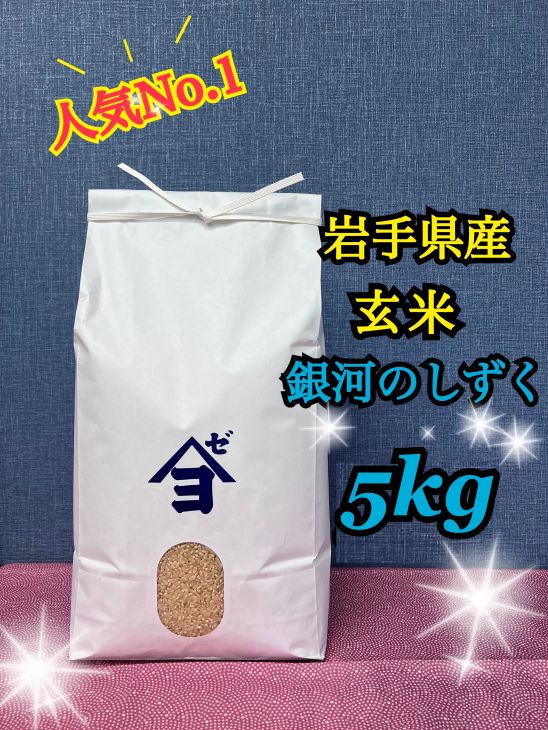 岩手県産銀河のしずく 5kg　玄米 【2586】
