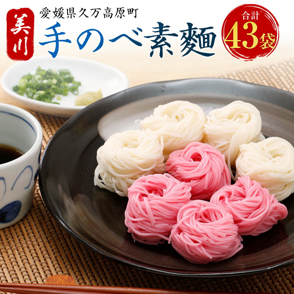 【ふるさと納税】美川 手のべ素麺 棒状 玉素麺 セット 計43袋 8.14kg 白棒状素麺25g×20 梅棒状素麺300g×4 白玉素麺60g×17 梅玉素麺60g×2 そうめん 素麺 麺 梅 ウメ 白 赤 四国 愛媛県 送料無料 (274) 【えひめの町（超）推し！（久万高原町）】