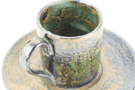 AT002　益子焼　大塚雅淑　デミタスカップ＆ソーサー2組