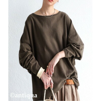 【ふるさと納税】【ANTIQUA/アンティカ】ドルマンニット トップス 長袖 綿(NA-00297-10-F)【1639376】