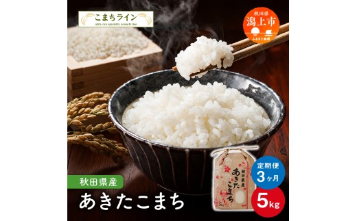 【定期便 】 定番 秋田県産 あきたこまち 新米 令和8年産 5kg × 3ヶ月 米 一等米 返礼品 こめ コメ 人気 おすすめ 5キロ 3回 人気 おすすめ グルメ 故郷 ふるさと 納税 秋田 潟上市 一人暮らし 【こまちライン】