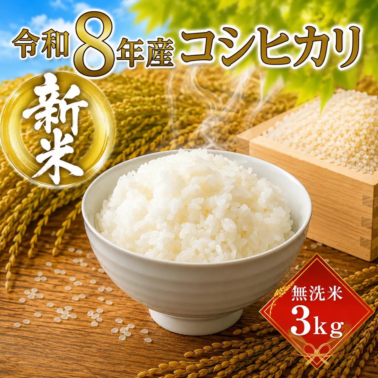 ＼まもなく発送開始／ 無洗米 令和8年度産 コシヒカリ 3kg  [A-mry004]