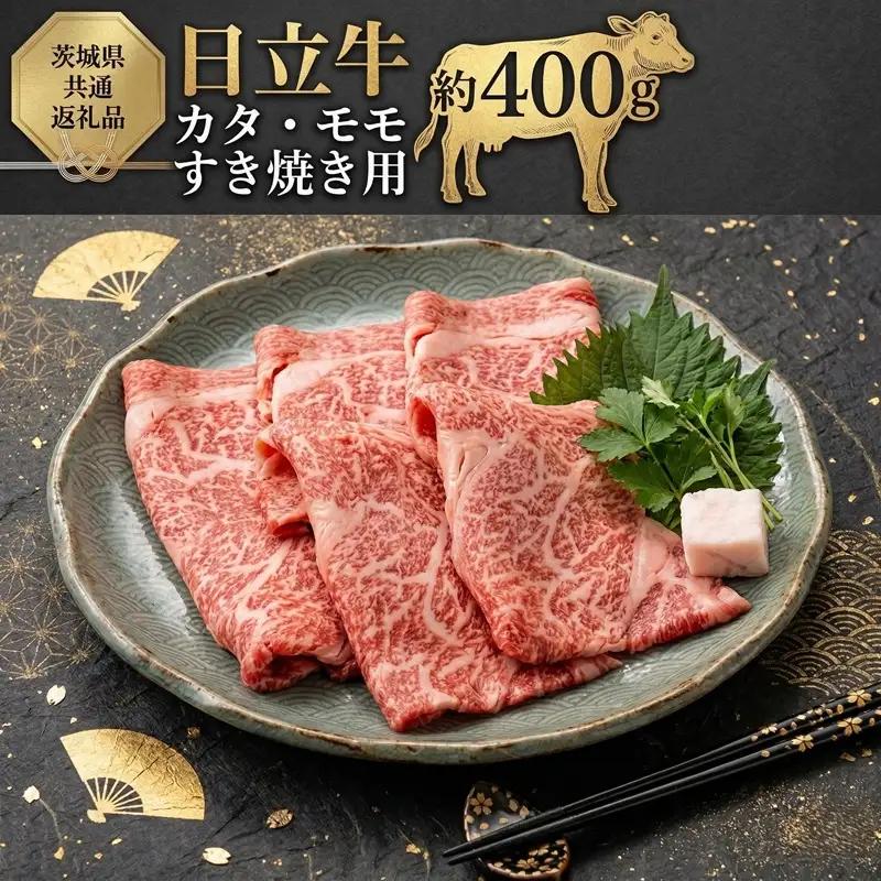 常陸牛 カタ モモ すき焼き用 約400g 和牛 ブランド牛 黒毛和牛