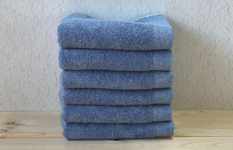020C146 コットンＷ フェイスタオル 6枚（ブルー）【泉州こだわりタオル】