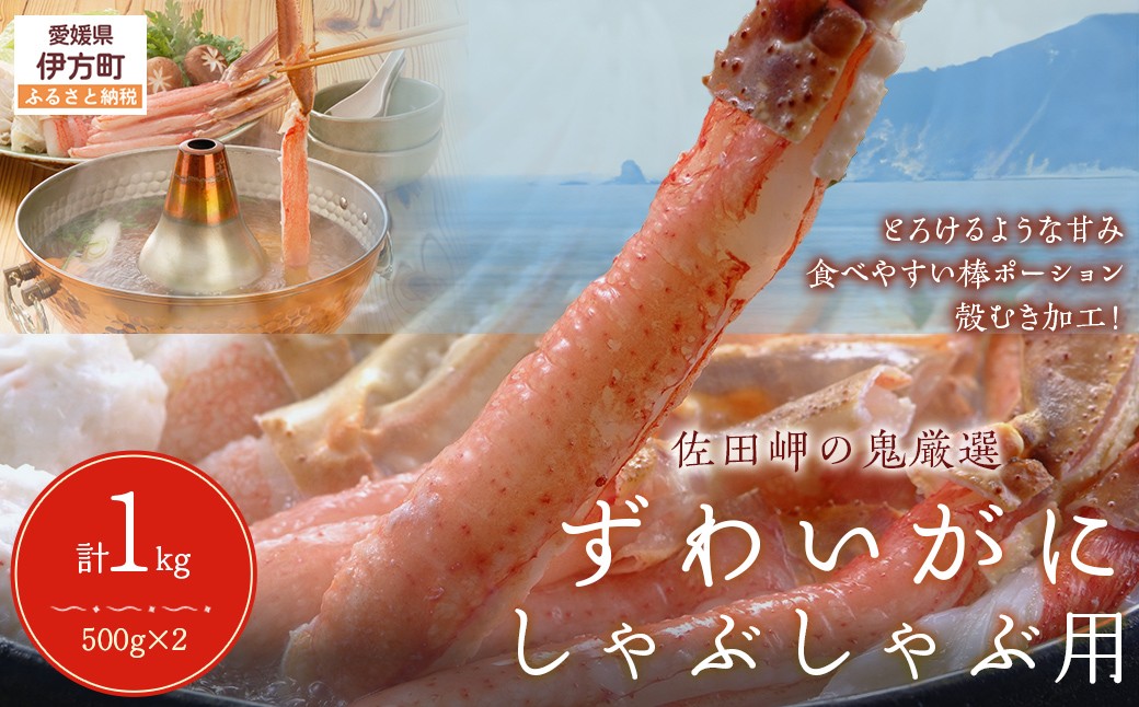 
                  【佐田岬の鬼厳選】ずわいがにしゃぶしゃぶ用500g×2（計1kg） 【ふるさと納税 人気 おすすめ ランキング かに ずわいがに ズワイガニ ズワイ蟹 ずわい蟹 カニ 蟹 ズワイガニポーション ずわいがにポーション ズワイ蟹ポーション 海鮮 しゃぶしゃぶ ポーション 棒ポーション 海鮮丼 鍋 焼きガニ 手軽 小分け 便利 独自加工 朝日共販 冷凍 愛媛県 伊方町 送料無料】 IKTB038
                