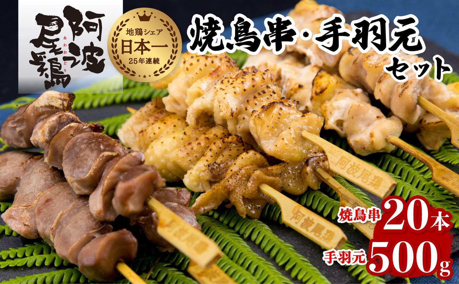
                  絶品！阿波尾鶏の焼き鳥串（20本）と手羽元500ｇセット  阿波尾鶏 焼鳥 20本 手羽元 500g セット 冷凍 鶏肉 焼き鳥 徳島 地鶏 あわおどり
                