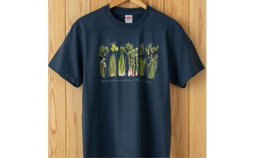 世界で唯一!着る山菜!!【山菜図鑑Tシャツ・インディゴ】XLサイズ