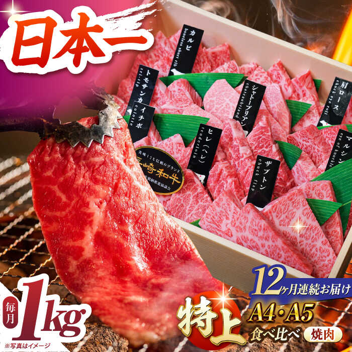 【ふるさと納税】【12回定期便】【A4-A5特上ランク】 長崎和牛 焼肉 盛り合わせ （特上） 約1kg 長与町/meat shop FUKU[ECS016] 定期便 ていきびん 焼き肉 やきにく ヤキニク 国産 長崎 和牛 肉 食べ比べ 盛合せ セット バーベキュー 冷凍