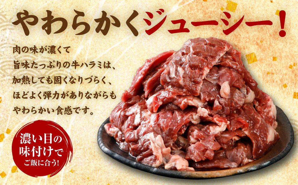 肉の味が濃くて旨味たっぷりの牛ハラミは、ほどよく弾力がありながらもやわらかい食感です。