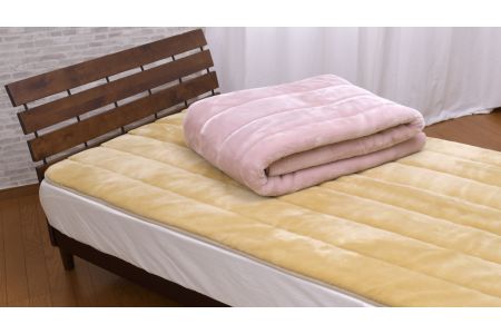 ムートン調アクリルマイヤー敷パッド (ダブル：ピンク) [2176]