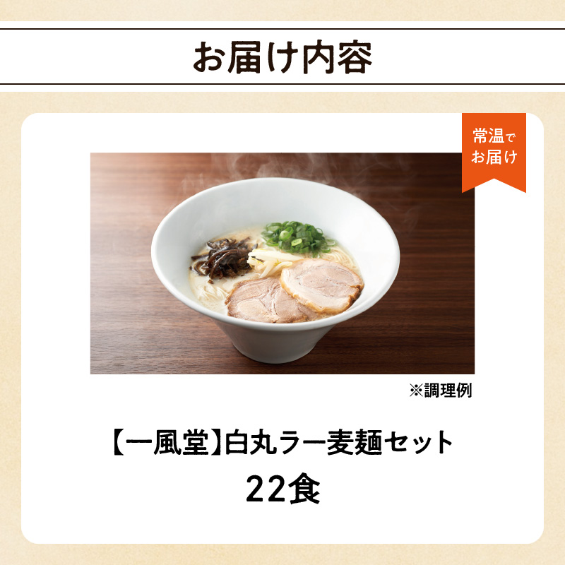 一風堂白丸ラー麦麺セット（22食）  ラーメン とんこつ 豚骨 豚骨スープ ストレート麺 ラー麦 本格 福岡 ご当地 お取り寄せ