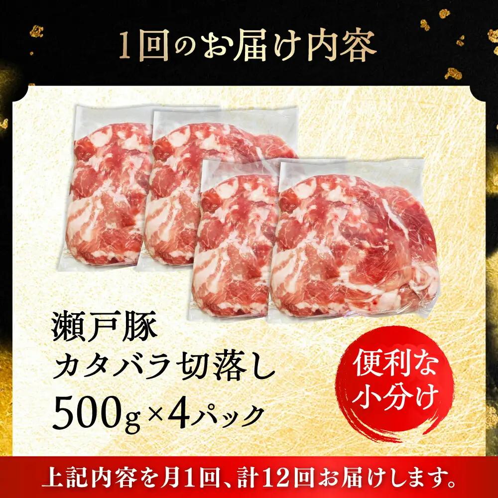 【全12回定期便】瀬戸豚 カタバラ切り落とし 2kg / 豚肉 切り落とし [BBBQ200] 豚肉定期便