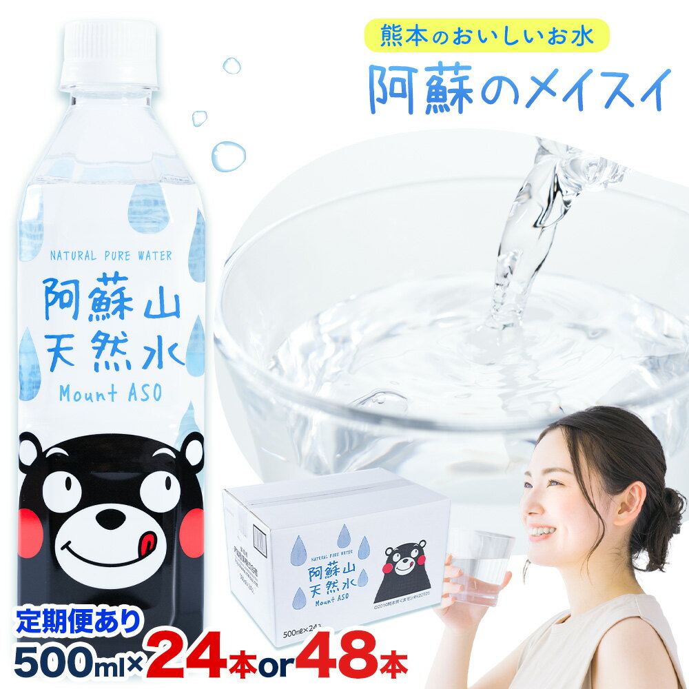 【ふるさと納税】水 熊本 の おいしい お水 阿蘇山 天然水 選べる 本数 500ml × 24本 1ケース 48本 2ケース 定期便 あり 丸富産業《出荷時期をお選びください》熊本県 大津町 水 天然水 みず 熊本 飲料 熊本県 ミネラルウォーター