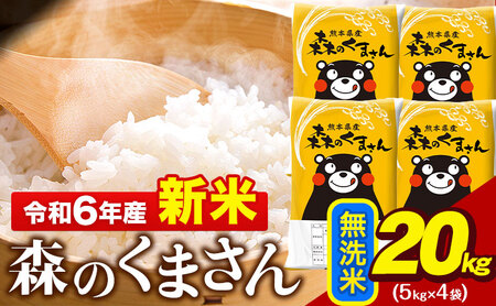 令和6年産  新米 無洗米  森のくまさん 20kg 5kg × 4袋  熊本県産 単一原料米 森くま《11月-12月より出荷予定》｜人気米 熊本県産米 お米 生活応援米