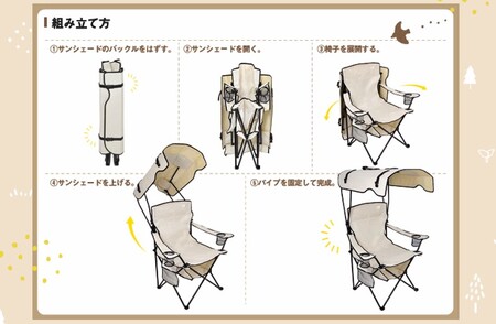シェード付チェア 焼けなイス 【オリーブグリーン】(NCHA-01-OG)｜アウトドア NICHIDO 日動工業 折りたたみ式 屋根 スポーツ観戦 BBQ キャンプ [0890]