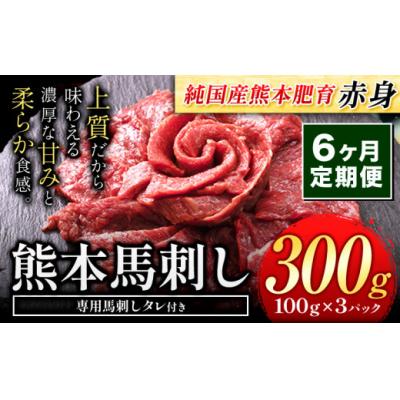 ふるさと納税 氷川町 【6ヶ月定期便】馬刺し 国産 馬刺し 赤身 馬刺し 300g【純国産熊本肥育】 生食用 冷凍