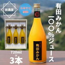 【ふるさと納税】【搾りたて発送】和歌山産　有田みかん100%ジュース　720ml×3本　無添加ストレート