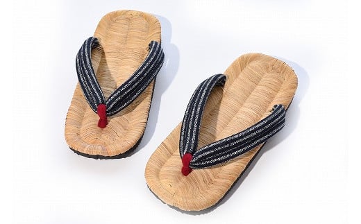 竹皮草履・和 -NAGOMI- 縞【鼻緒（前坪）】赤・LLサイズ（27.0～28.0cm）室内用　013-H-KZ001-R-LL