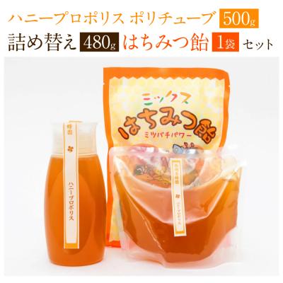 ふるさと納税 八代市 ハニープロポリスポリチューブ &amp; 詰め替えセット 蜂蜜 あめ 1袋_058-5188