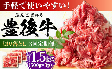 【全3回定期便】【たっぷり大満足！】おおいた豊後牛 牛肉 切り落とし 1.5kg (500g×3) 牛肉切り落とし 豊後牛 [AREI050]